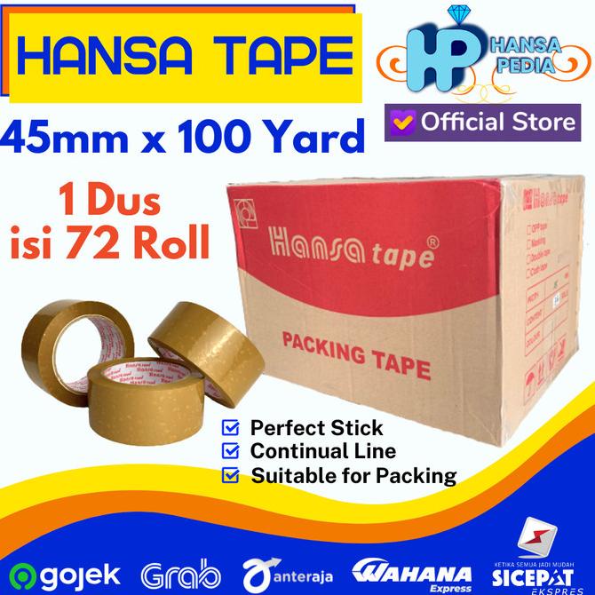

NEW Lakban 2 inch 100 Yard Bening Coklat Hansa (1 dus 72 Roll) GOSEND