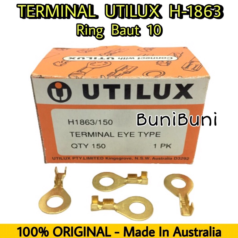 Terminal Skun UTILUX Ring Ukuran Baut 10 M6 / Diameter 6 MM H1863 Original (Isi 150 Pcs)