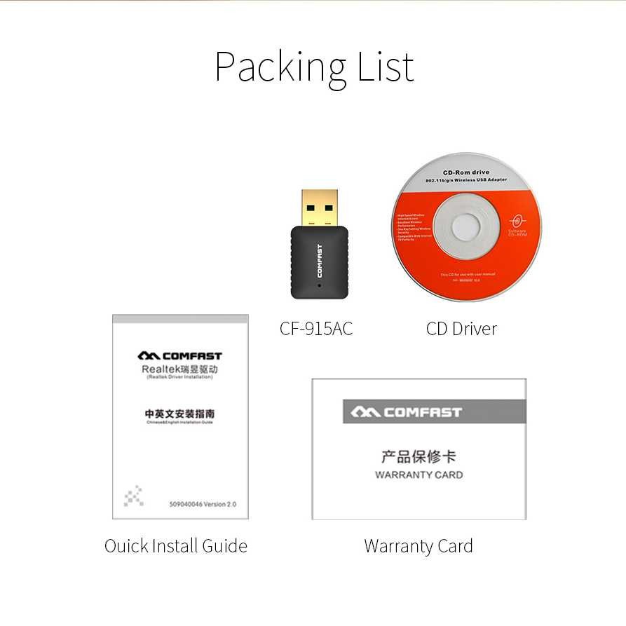 Comfast Wireless Receiver &amp; Transmitter USB 802.11ac 600Mbps