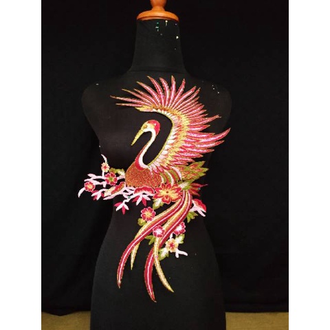 Renda bordir burung motif swan