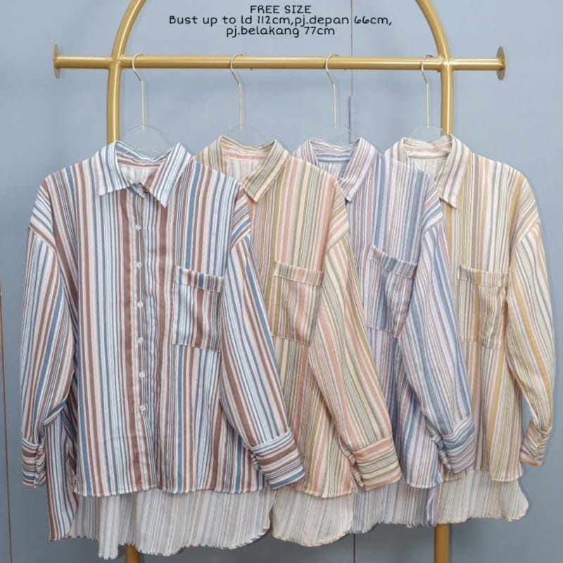 IL - Yovie New Stripe Blouse | Kemeja Wanita Salur Candy