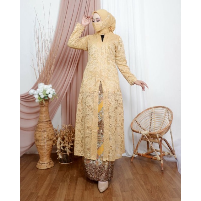 Setelan Kebaya Brukat Ainun / Kebaya Brukat / Kebaya Kancing Depan / Kebaya Modern / Kebaya Kartini