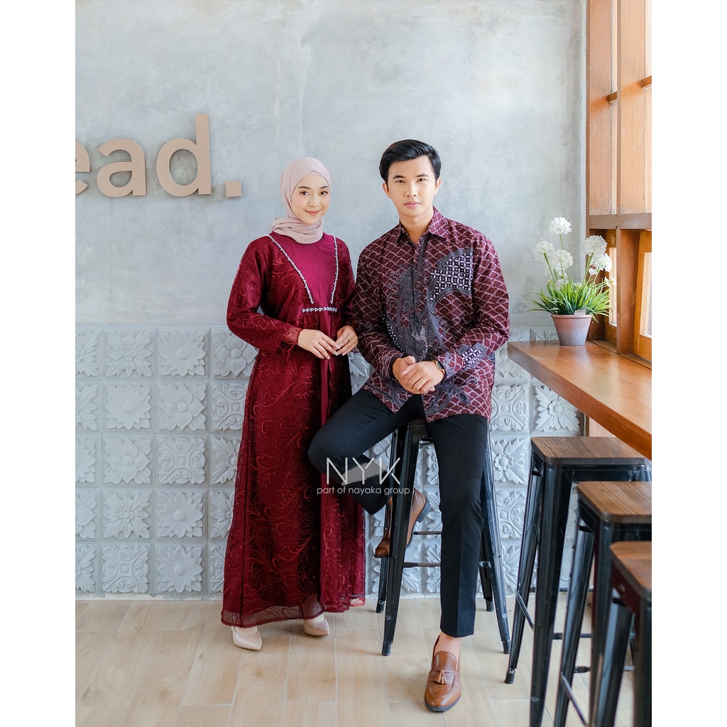 [BISA COD] COUPLE GAMIS LISA BROKAT TULLE PREMIUM - COUPLE GAMIS MUSLIM KEKINIAN - MAXI DRESS PESTA MODERN - BATIK COUPLE KELUARGA