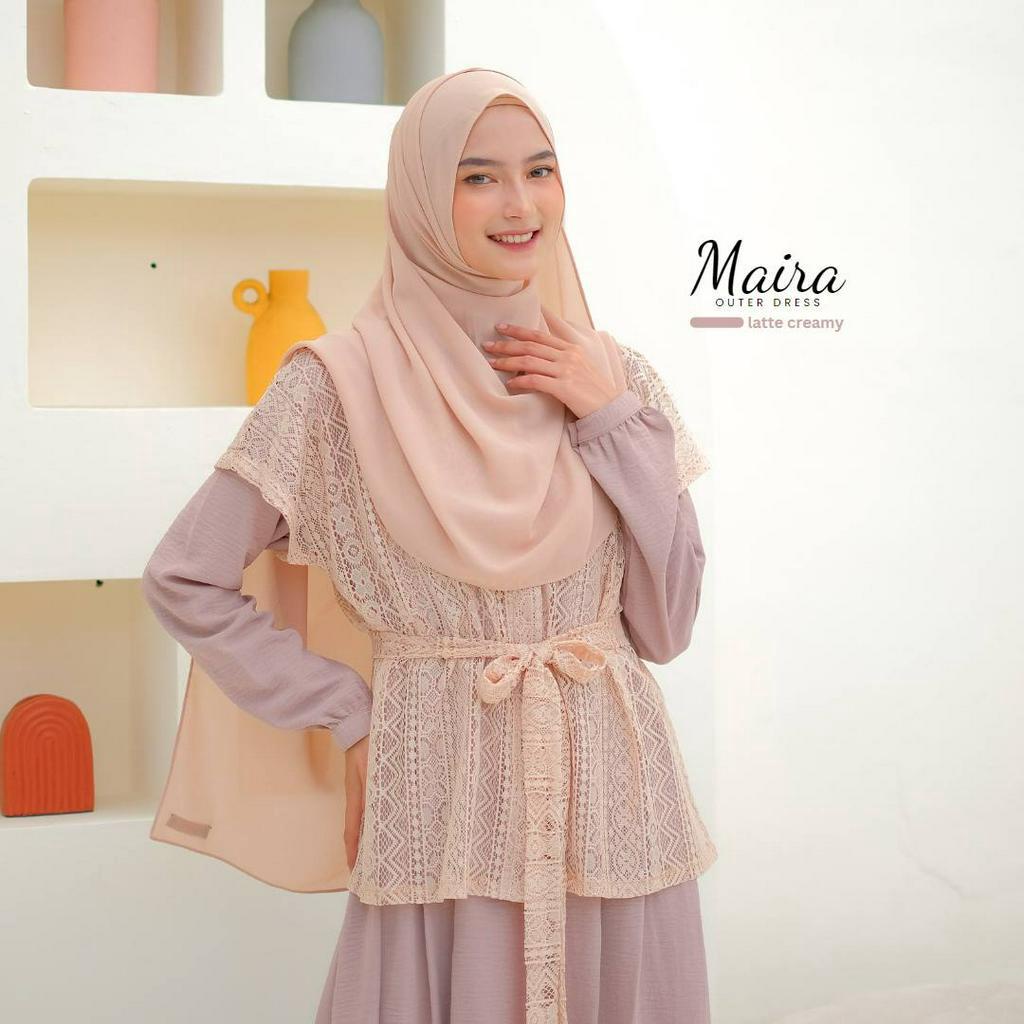 Riskirich Maira Dress 4in1 Style Variasi Outer Bisa Lepas Pasang Gamis Remaja Dewasa Stylish Kekinian