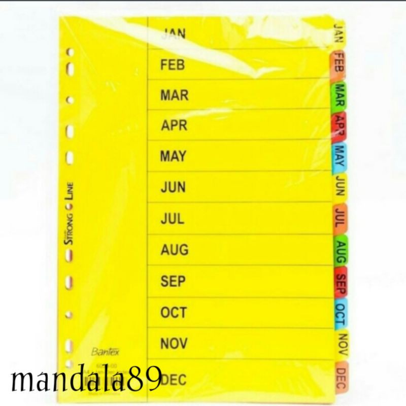 

Divider a4 karton - 12 pages (jan-des) merk Bantex 6059