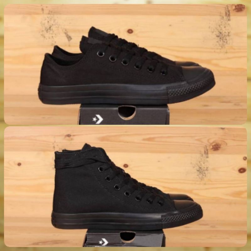 ⭐COD SEPATU CONVERSE FULL BLACK PREMIUM GRADE A ORI CONVERSE HITAM POLOS SEPATU SEKOLAH CONVERSE ALL