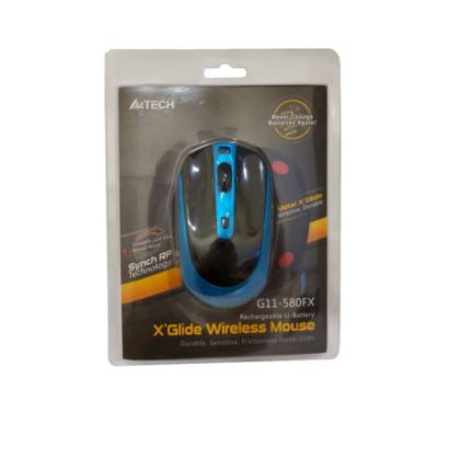 Mouse wireless a4tech 2.4ghz rechargeable optical 2000dpi 20g 500hz for pc laptop X-glide g11-580fx