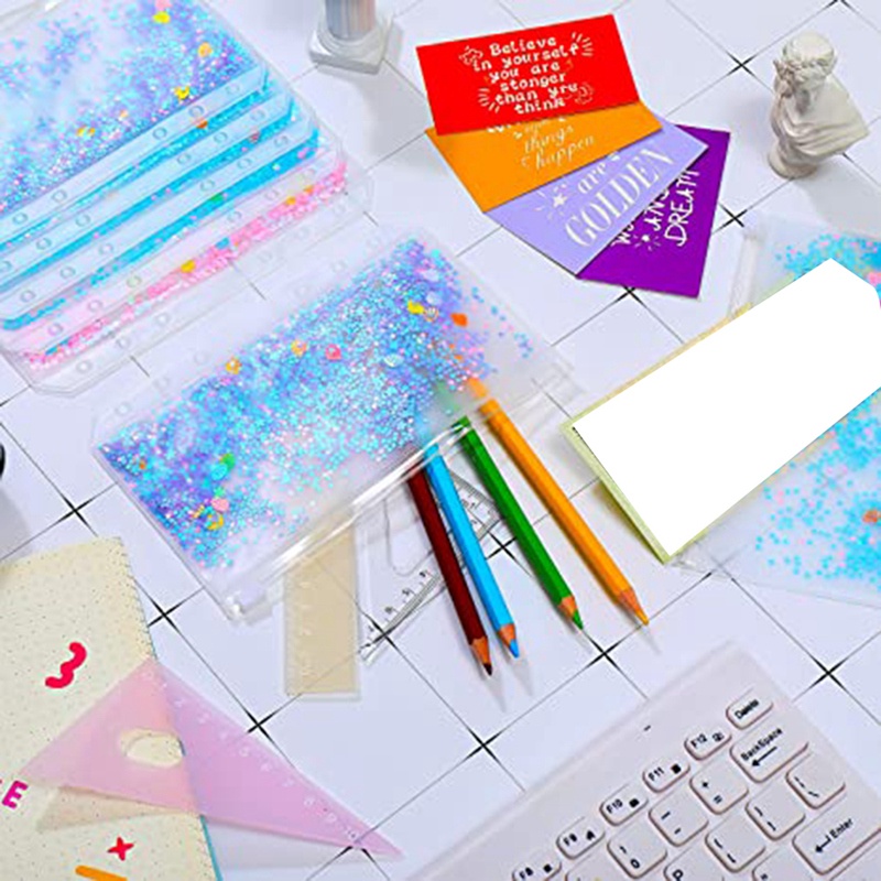 A6 Binder Cash Envelopes, PVC Budget Envelopes with Zipper Envelopes,for 6 Ring Refillable Binder Notebook Planner