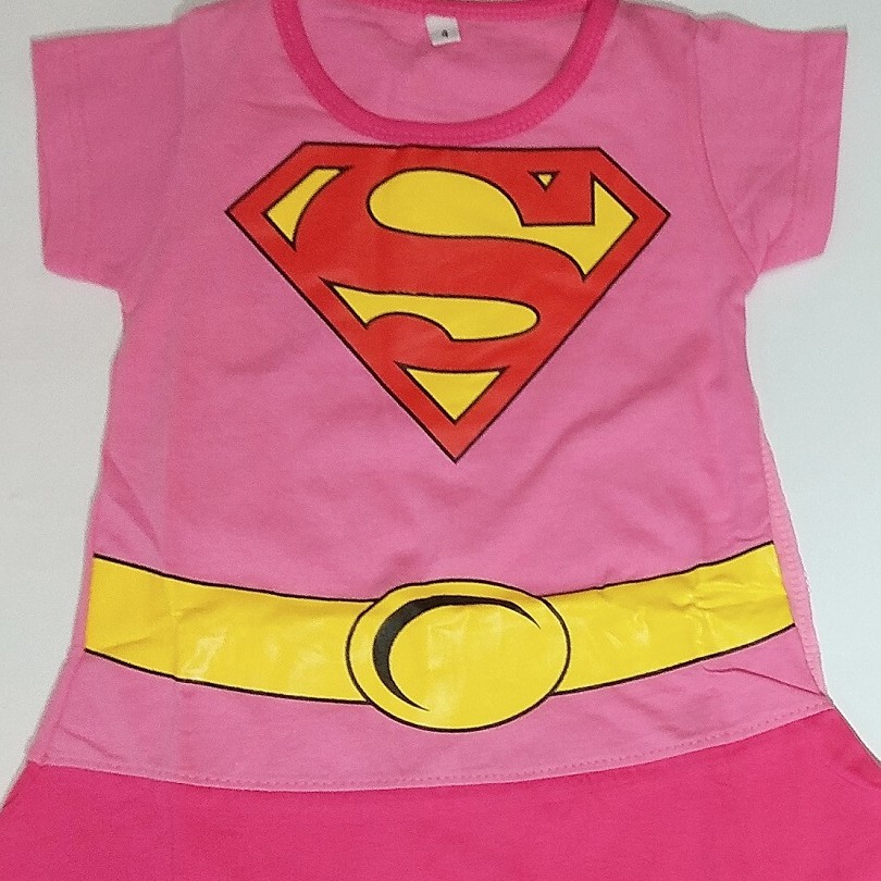 Kostum Anak Perempuan Pink Merah Dress Karakter Superhero Cosplay Karnaval