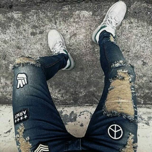 Skinny jeans melarCelana Jeans Panjang Pensil Skinny Semi Slim Fit Cowok / Cowo / Pria Bahan