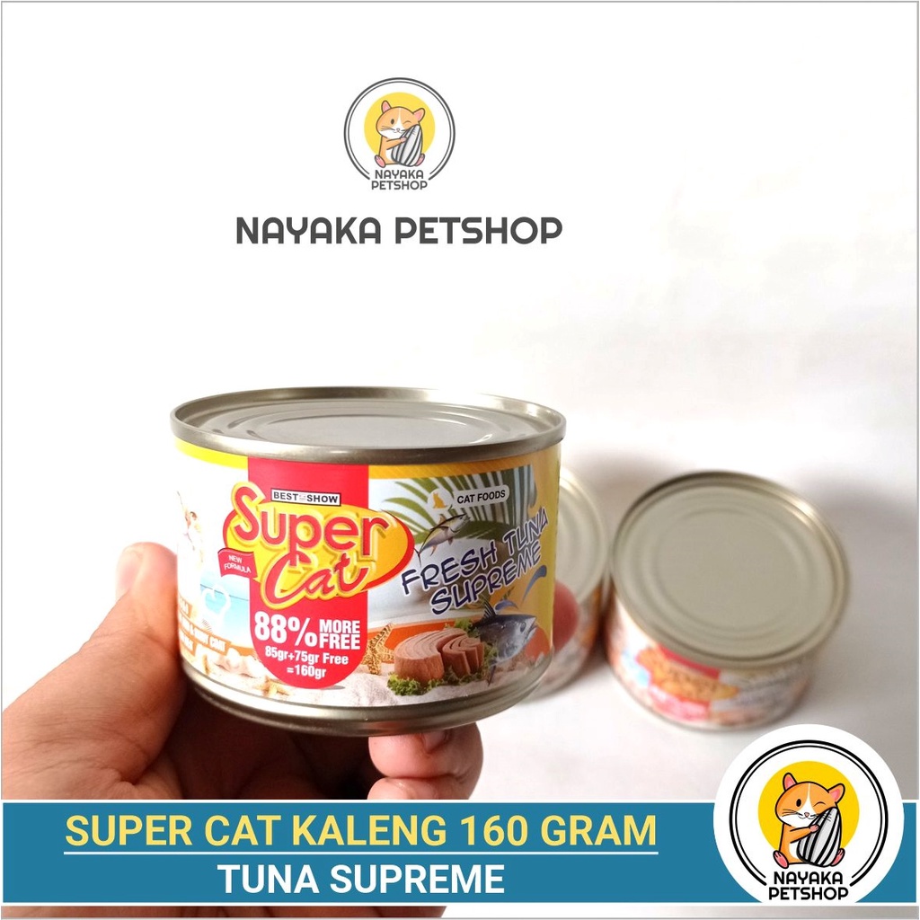 Supercat Kaleng 160 gr Fresh Tuna Supreme Makanan Kucing Basah Pakan Wet Food Super Cat