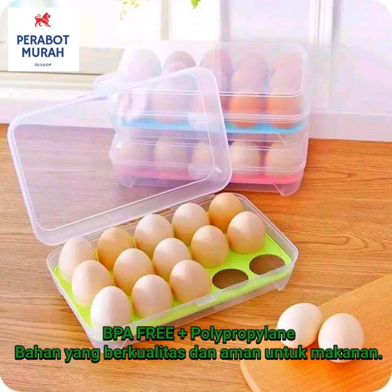 TEMPAT TELUR AYAM dan Bebek 15 Lubang Sekat - Egg Box Container