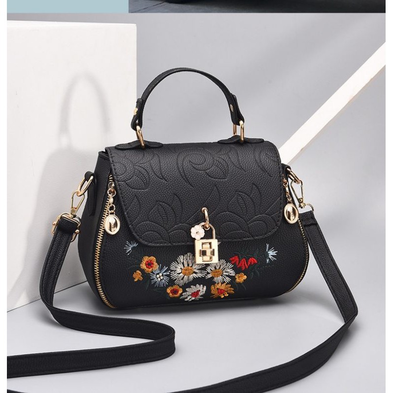 GT 1327 RISCE TAS SELEMPANG MOTIF BUNGA IMPORT WANITA CEWEK PEREMPUAN JAKARTA BATAM