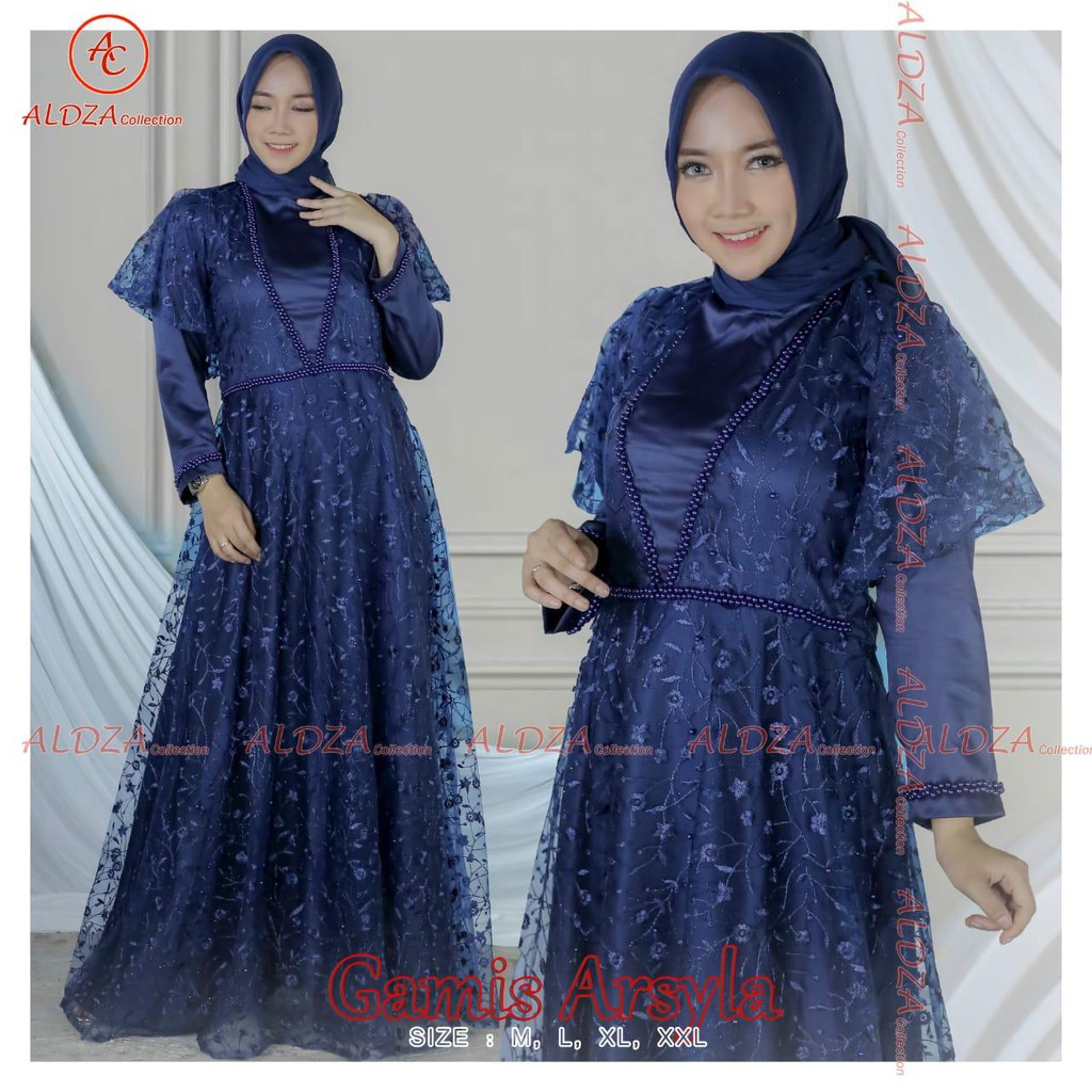 GAMIS TULLE BORDIR MUTIARA &amp; PAYET ARSLYLA