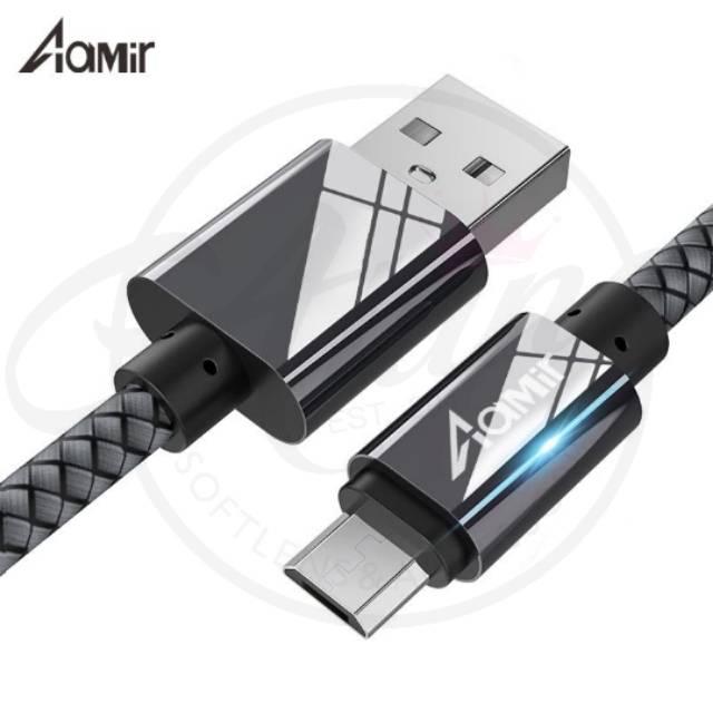 Aamir Data Kabel Fast Charger Micro USB Premium Nylon Braided 2A 1m