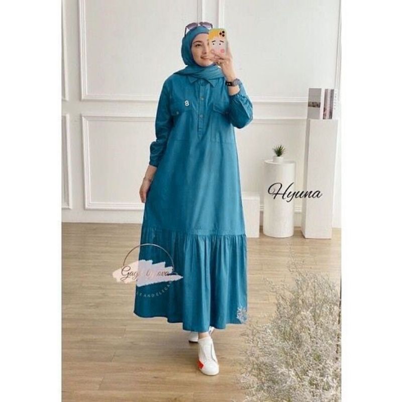 Midi Dress. Dress Muslim. Pakaian Wanita. Fashion Muslim. Fashion Wanita. Midi Dress HYUNA