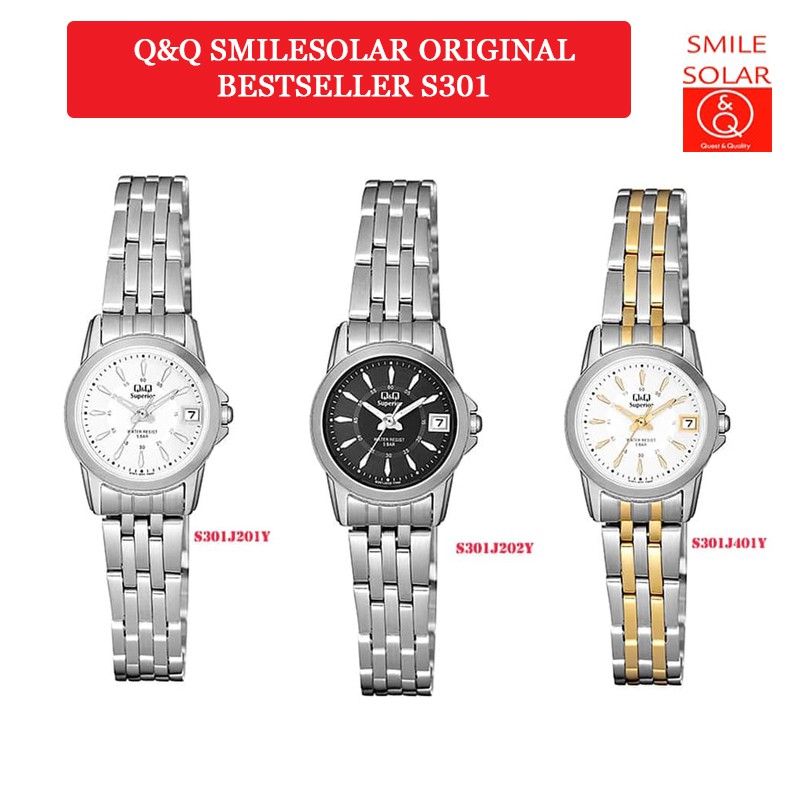 Jam Tangan Wanita Stainless Steel Rantai Analog Original Q&amp;Q QnQ QQ S301 Series