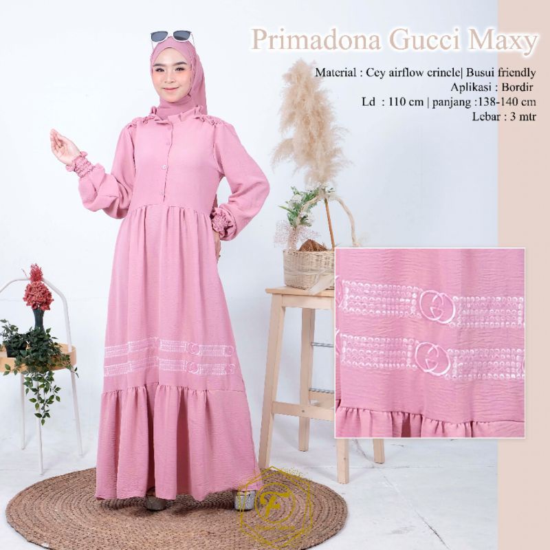 Gamis Syari Dress Primadona Gucci Maxy Pink Original Feriska | Kartasasmita