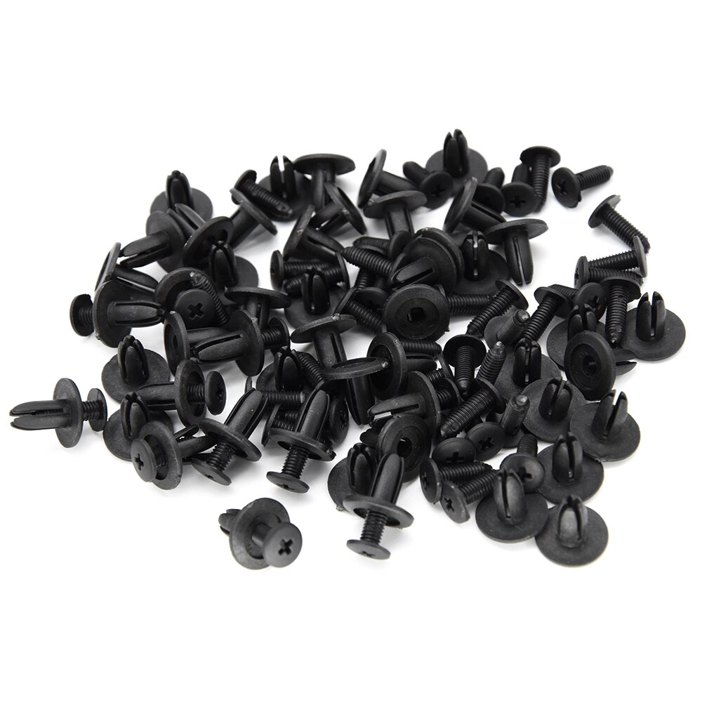 50 Pcs Klip Rivet Tekan Bahan Plastik Warna Hitam Ukuran 6mm Untuk Panel Pintu Mobil Toyota Honda