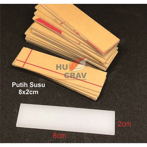 GLOSIR Bahan Akrilik Papan Nama Dada PUTIH SUSU 2x8cm Acrylic Nametag Warna dan Bening pin Nama Dada