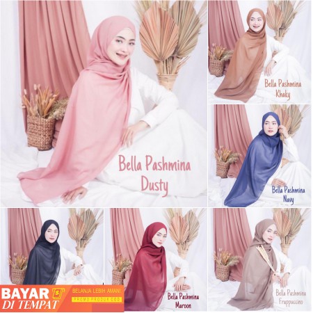 TURUN HARGA !!BELLA PASHMINA / JILBAB KERUDUNG BELLA PASHMINA POLYCOTTON / BISA COD UKURAN 180X75