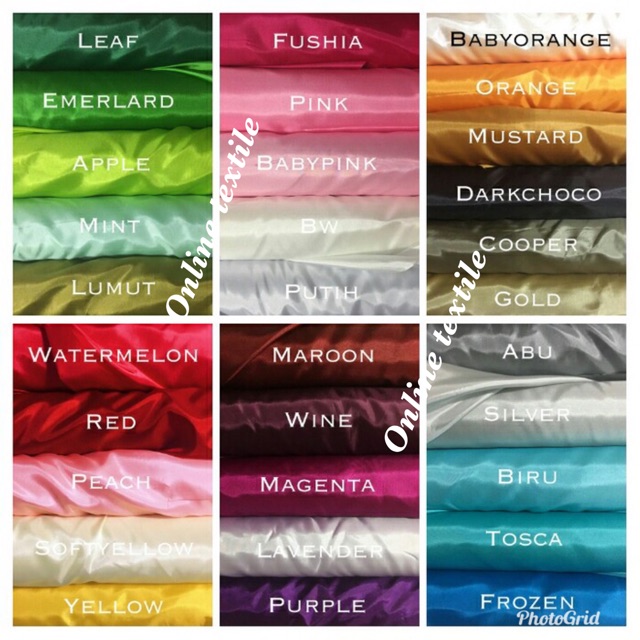 Kain satin silk/bahan baju,puring, dekor,begron ( harga setengah meter).