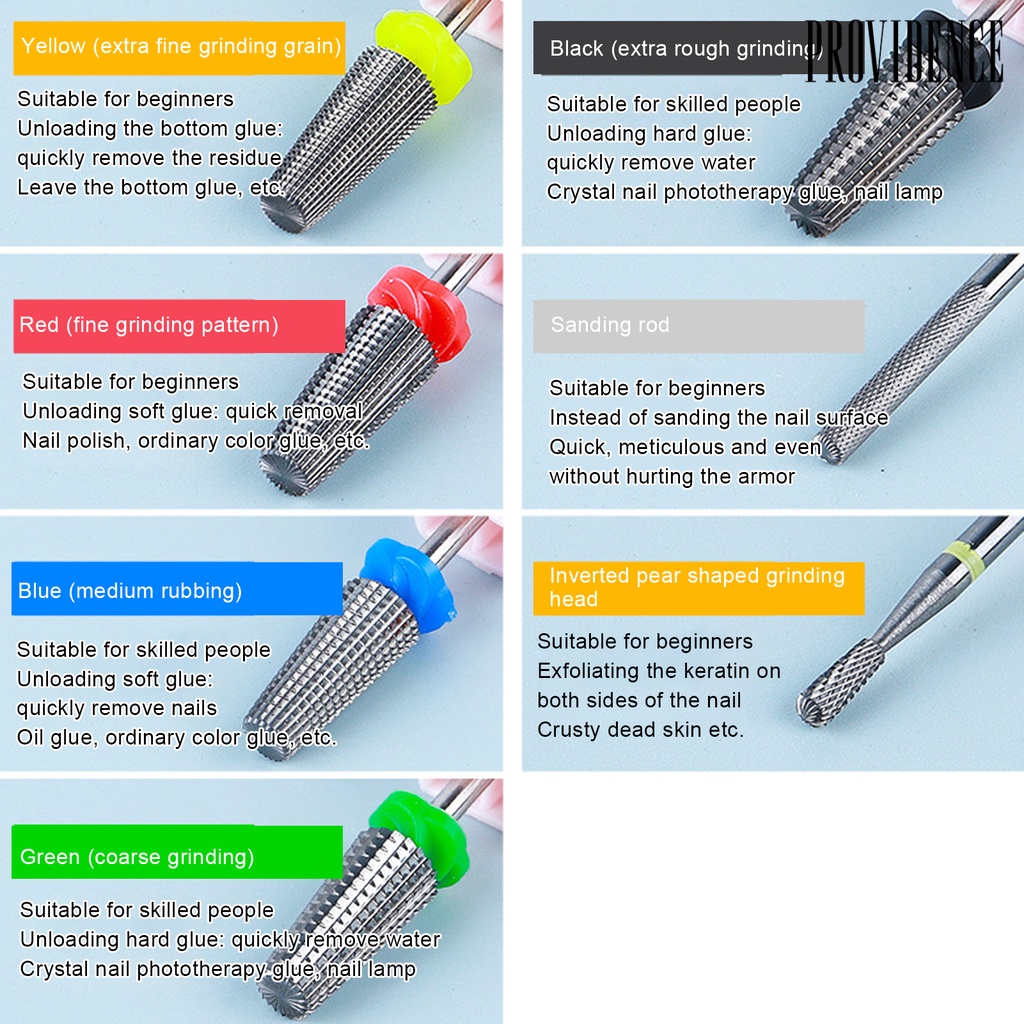 Providence Nail Drill Bits Wear-Resistant High Strength Tungsten Steel Sanding Polishing Removing Cuticle Nail for Manicure