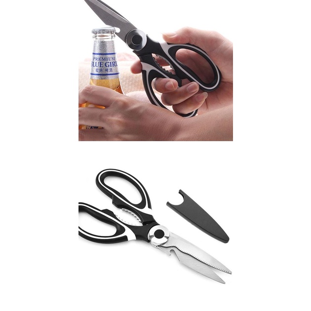 ➤ Dapur Serbaguna Gunting Ikan Ayam Daging Stainless Steel hitam ✿