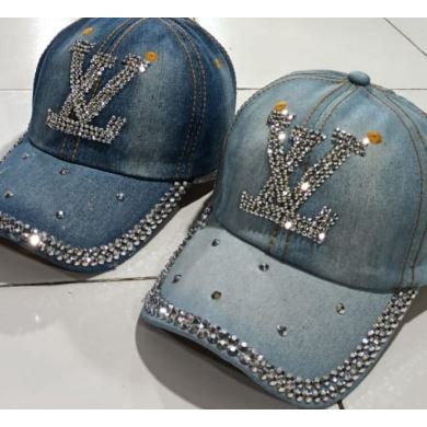 Topi Fashion jeans denim manik kilap - Topi Wanita Jeans Sobek - Topi Wanita
