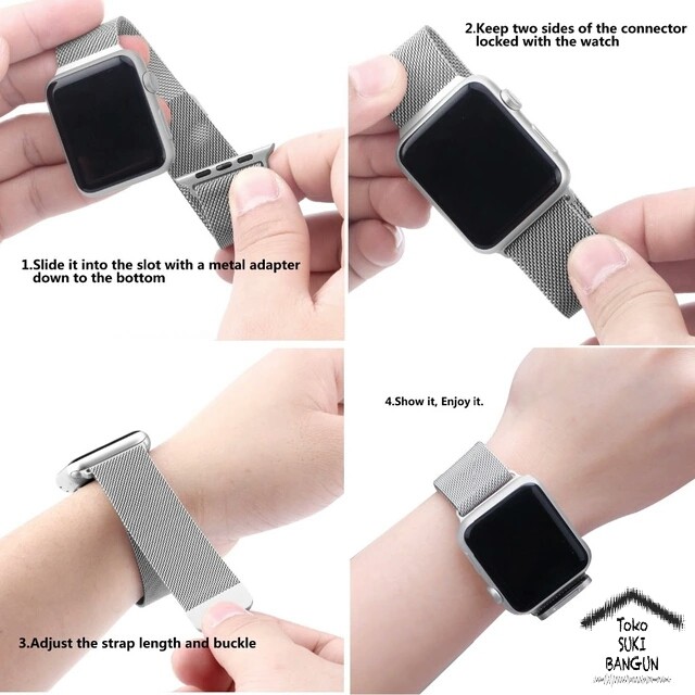 Strap Apple Watch Series Ultra 8 7 6 5 4 3 2 1 49mm 45mm 44mm 42mm TALI JAM Magnet Milanese Stainless Steel