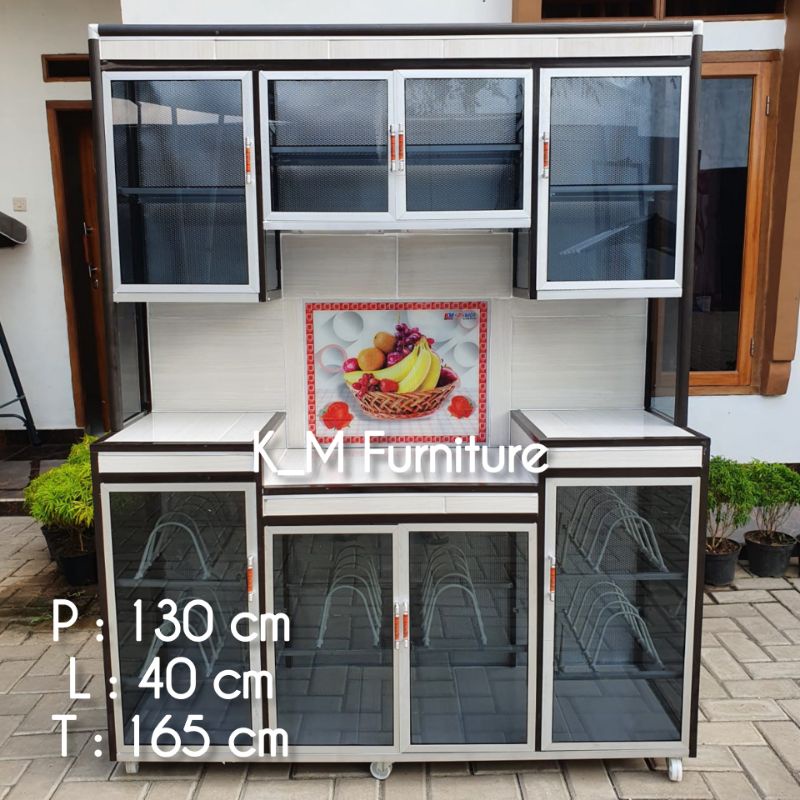 COD RAK PIRING / RAK DAPUR / LEMARI PIRING ALUMINIUM 4 PINTU FULL KERAMIK