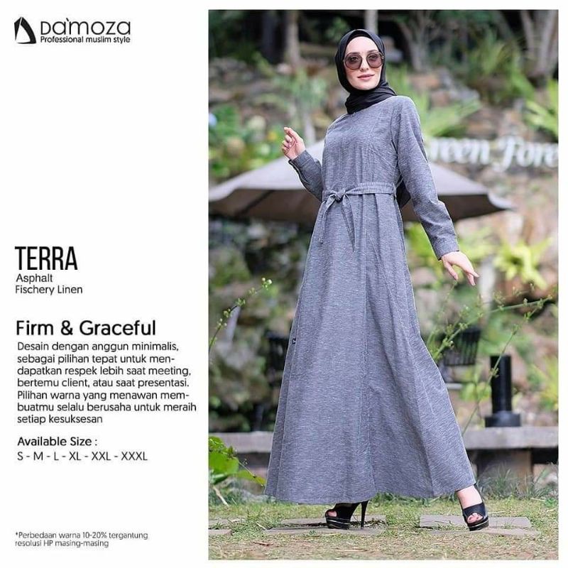 Damoza Terbaru || Gamis Linnen ORIGINAL Damoza || Free masker || Damoza Terra Asphalt, Doeskin, Blue