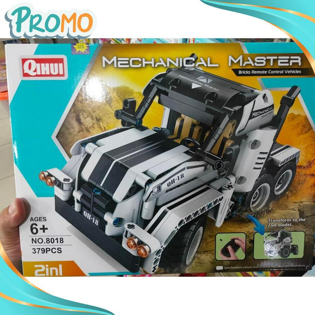SERENTAK QIHUI 818 Lego Brick RC Remote Mobil Truk Putih 2 in 1