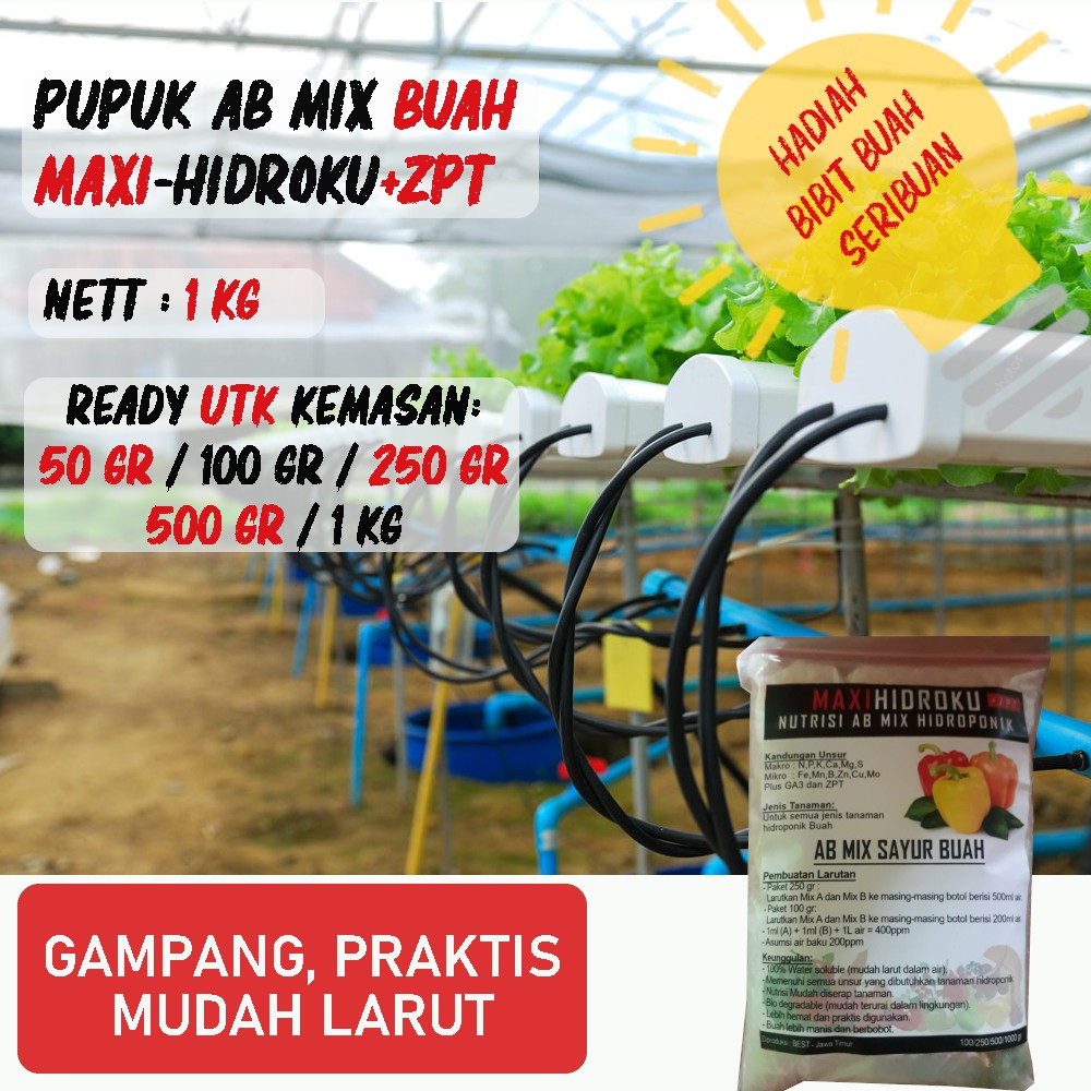 Pupuk Hidroponik AB Mix Buah 1 Kg 400 Liter Pekatan 2 