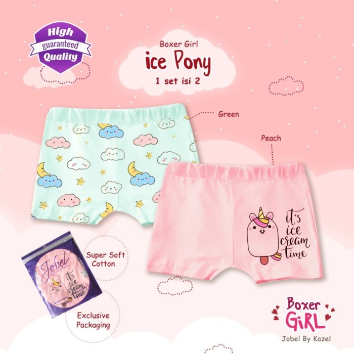 Kazel Jobel Boxer Girl isi 2pcs - Celana Dalam Anak Perempuan JBL-BG