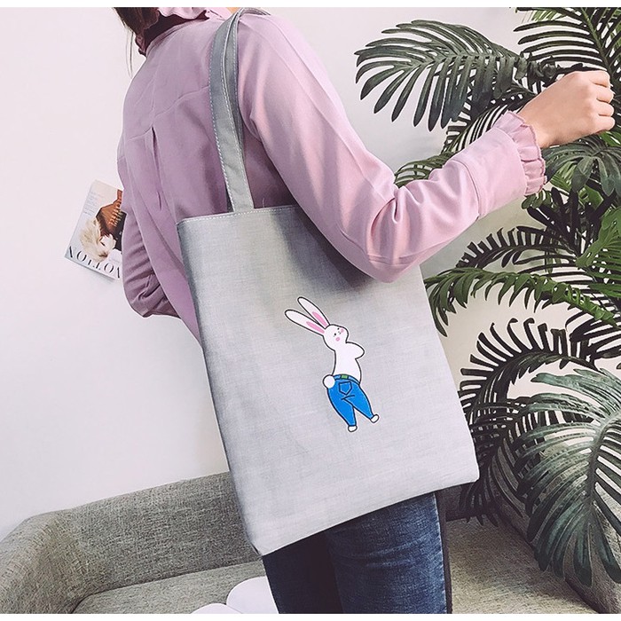 D003 TOTE BAG WANITA RESLETING TOTE KPOP KARAKTER KANVAS Flamingo / Camera / Doraemon 4 - CUAN1688