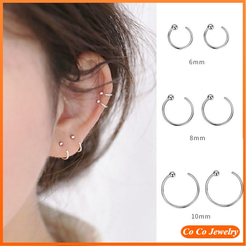 New Fashion Silver Peas Earrings Fashion Simple Pierced Earrings Temperament Wild Round Beads Small Earrings Women Girls