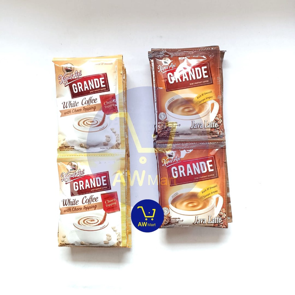 KOPI KAPAL API GRANDE WHITE COFFEE RENCENG 10 SACHET X 20GR