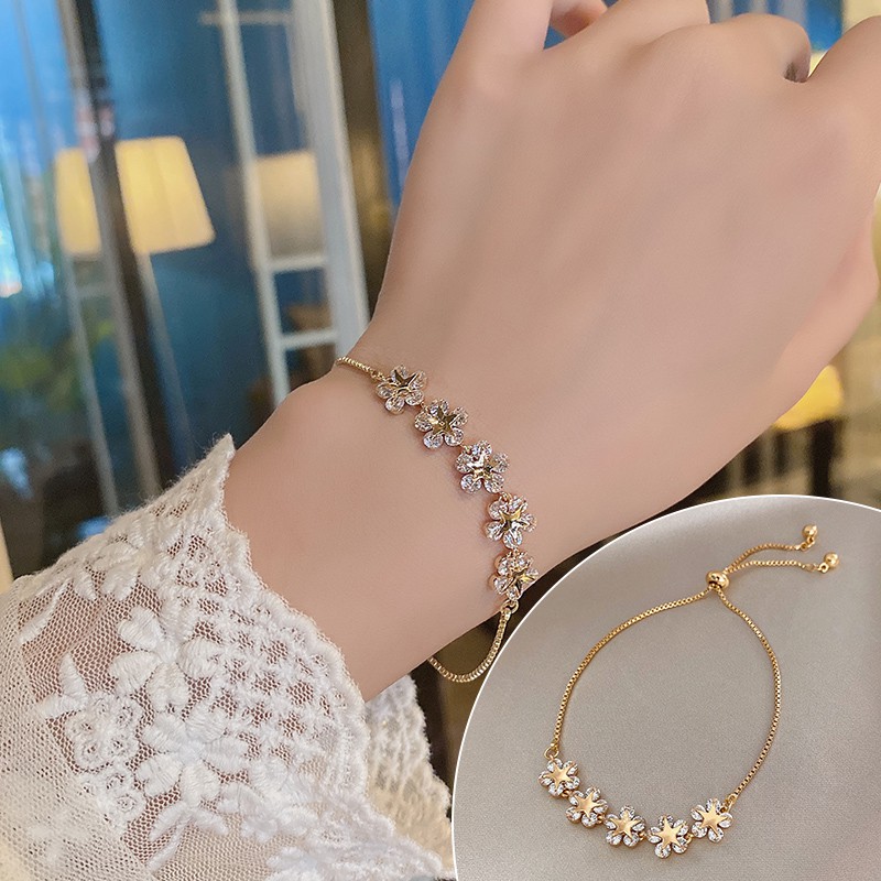 Gelang Kristal Swarovski Bentuk Kupu-Kupu Bunga Dan Bintang Gaya Korea Untuk Wanita