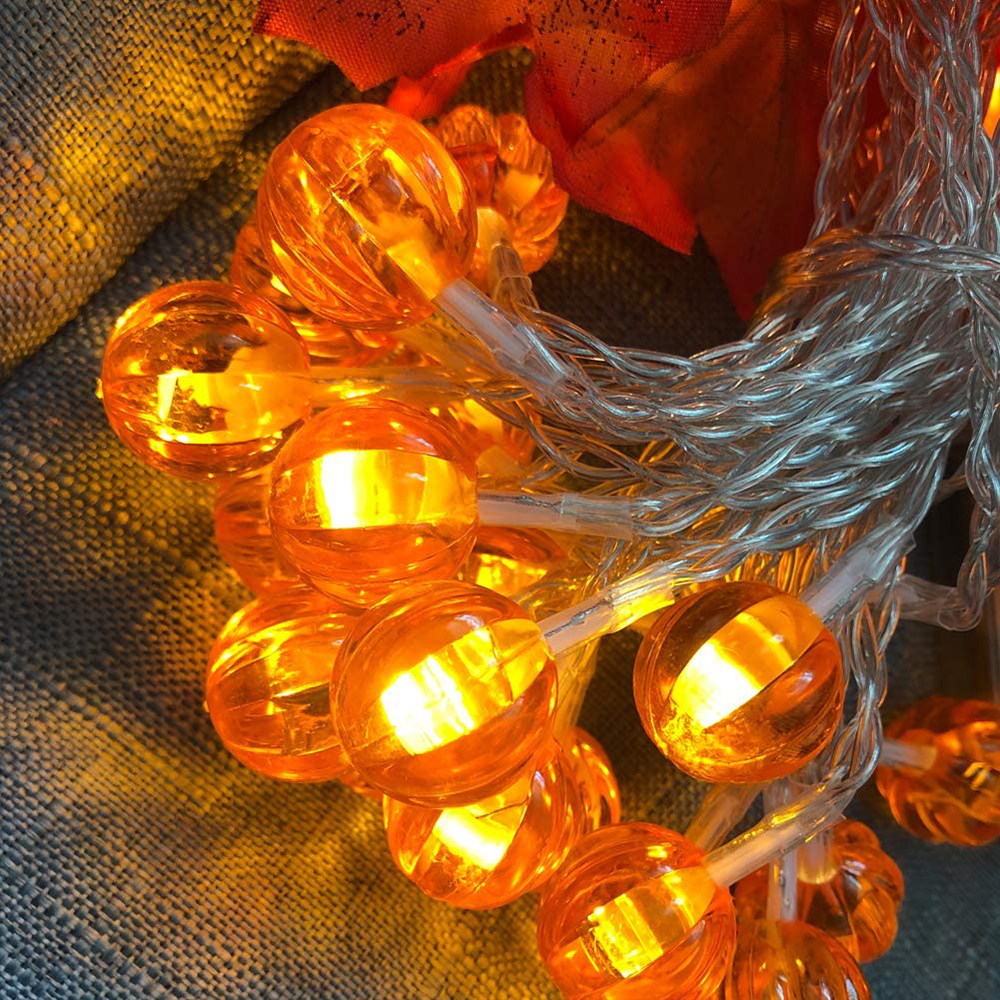 (Recommend) Lampu String LED 1.5 / 3m Bentuk Labu Daun Maple Merah 3D Untuk Dekorasi Halloween