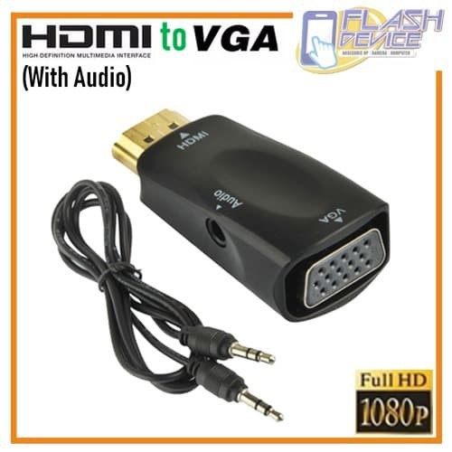 Jual Kabel Adapter Konverter Hdmi To Vga With Audio Jack Mm Full Hd