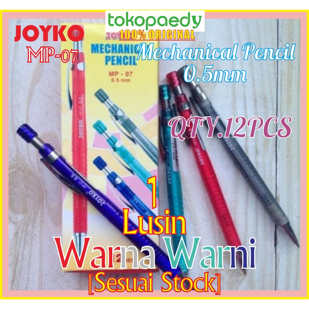 

[PERLUSIN] JOYKO Pensil Mekanik MP-07 - 0.5 mm - 1Box(12pcs) -WARNA WARNI - MP07 - JOYKO Mechanical