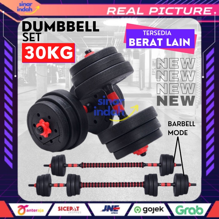 Dumbbell Set 30 KG Adjustable Dumbel PVC Barbell Barbel Original Padat