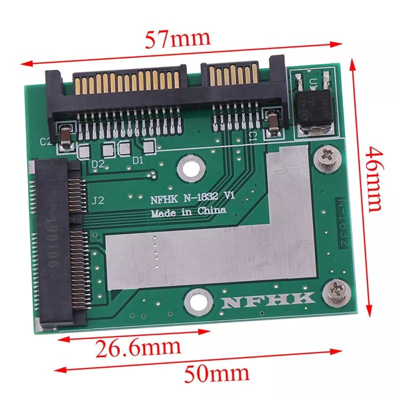 Konverter adapter SSD MSATA to SATA 2.5&quot; M 15+7 22pin 6gbps original internal jadi external mini board switching
