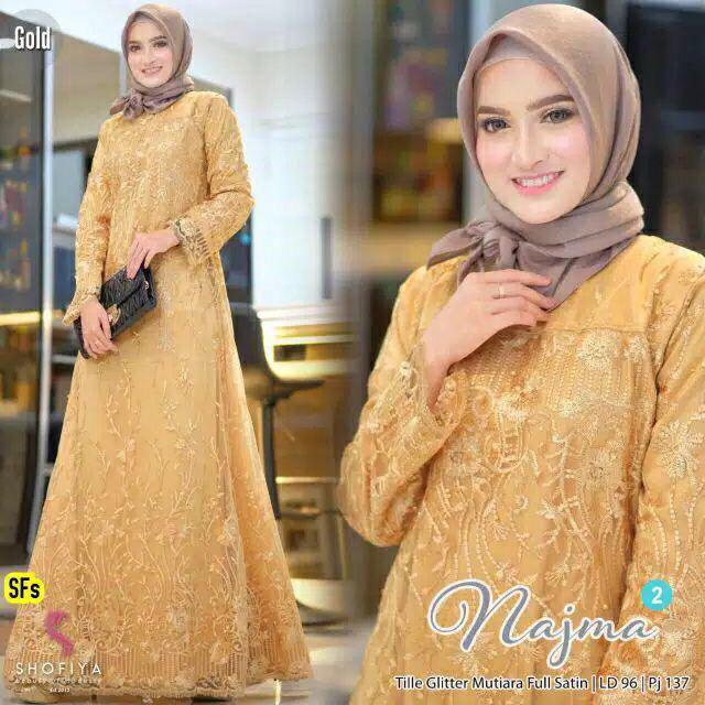 Gamis prety najma brukat dress modern / dress brukat / Gamis Pesta Mewah Jumbo / Gamis Brokat Tile M