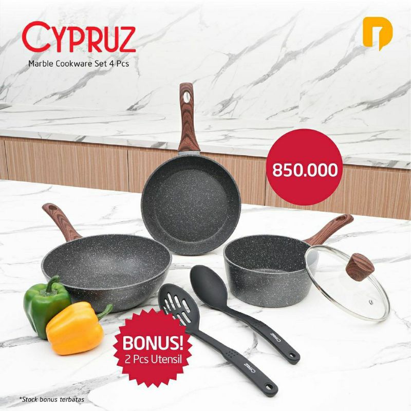 frypan marble/teflon/Cypruz Marble Cookware Set 4 Pcs