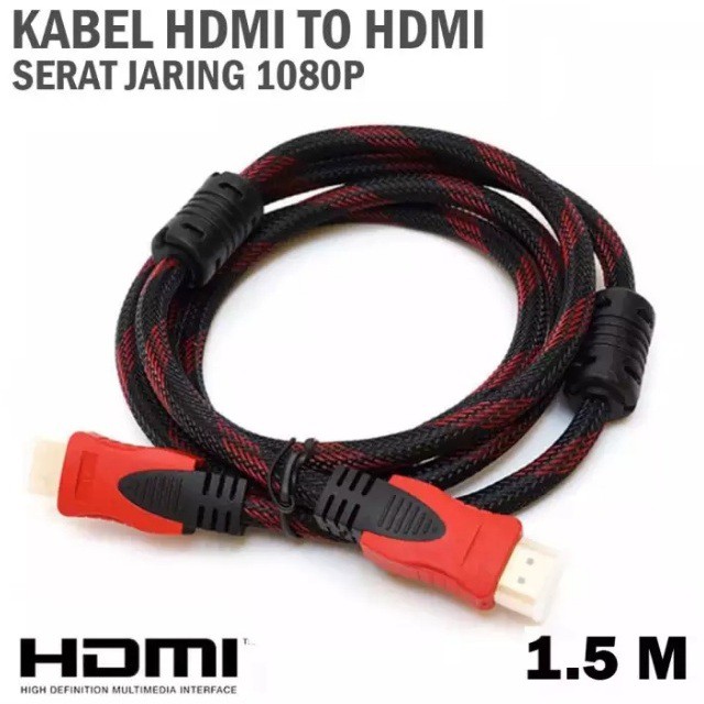 Kabel HDMI 1,5 Meter Jaring Gold Plate