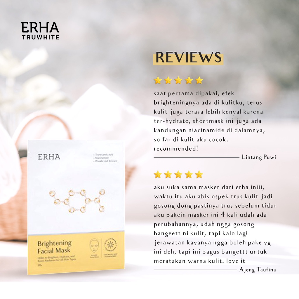 ERHA Masker Wajah Pencerah Niacinamide - Brightening Facial Mask 1 Pcs