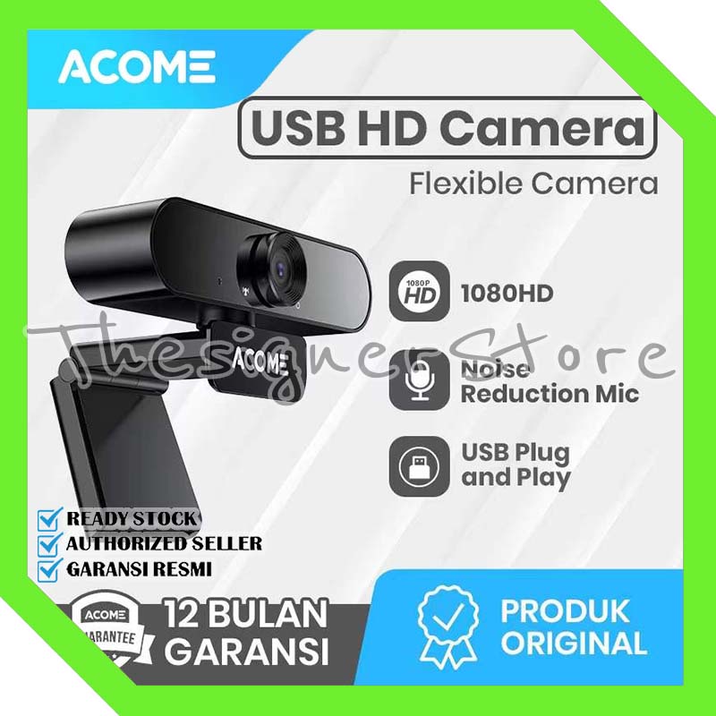 ACOME webcam 1080 HD USB kamera Microphone 360 Noice Reduction Garansi resmi 1 thn AWC11