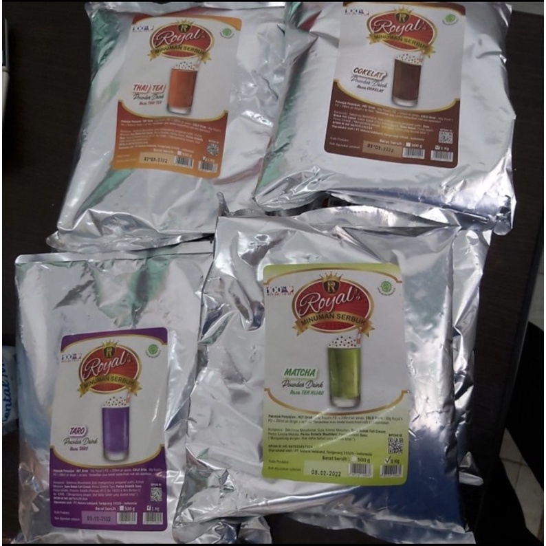 

Royal Minuman Serbuk 1kg Thaitea/DarkChocolate/ChocolateMix/Matcha/ChocolateMilo/VanillaLatte